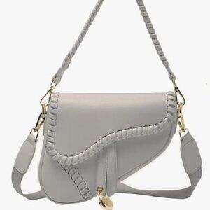 ANLJED WOMENS SADDLE SHOULDER BAG CLUTCH PURSE UNDERARM HANDBAG SATCHEL ZIPPER